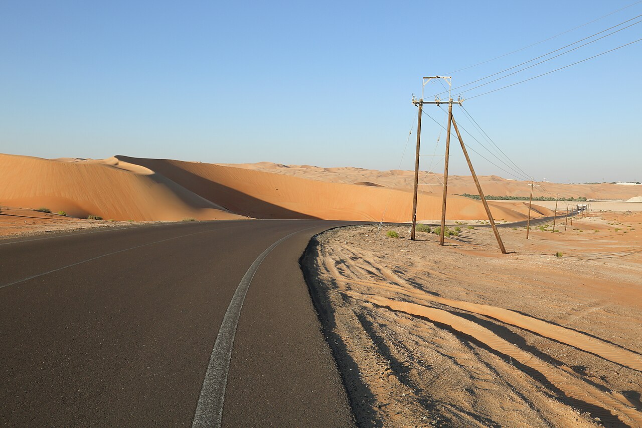 High sand dune in the Liwa Desert of Abu Dhabi, landscape best explored in mild weather