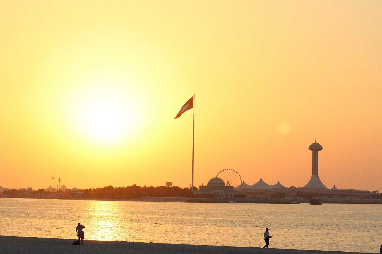 Abu Dhabi Corniche Beach at sunset, suitable for cooler-season promenades