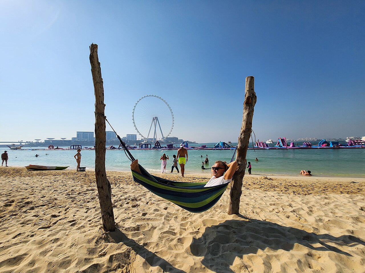 Jumeirah Beach Residence public shoreline and the Dubai beachfront skyline