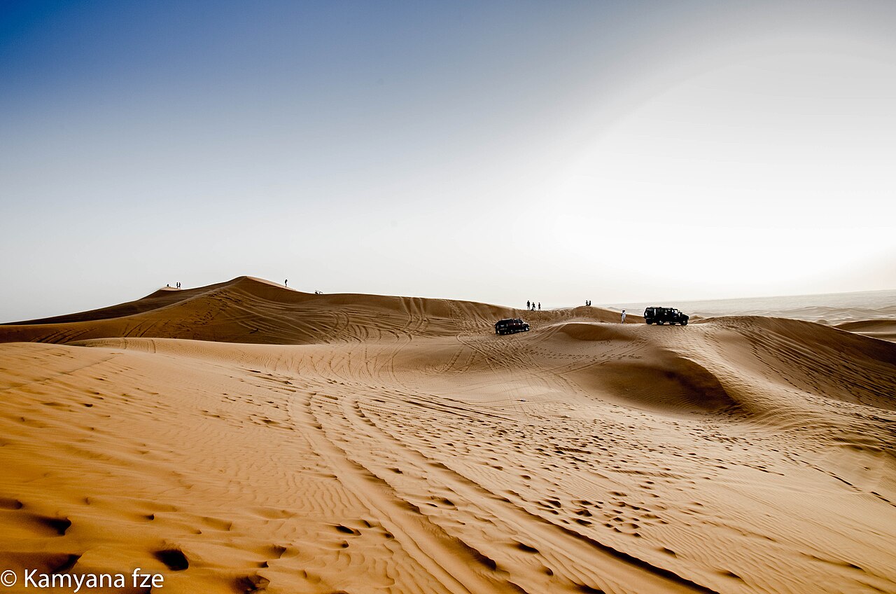 Sand dunes in the Dubai desert, showing a landscape best explored in cooler weather